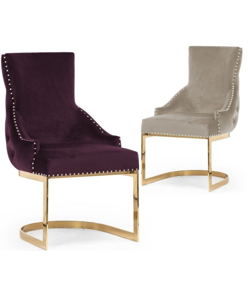 KRZESŁO PIKOWANE GLAMOUR TULUZA PODSTAWA PODKOWA ZŁOTA (WYBIERZ TKANINĘ)