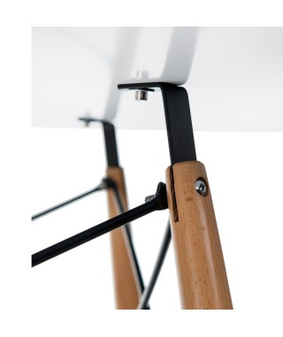 STÓŁ OKRĄGŁY BIAŁY NOGI DREWNO DTW FI 100 CM 2