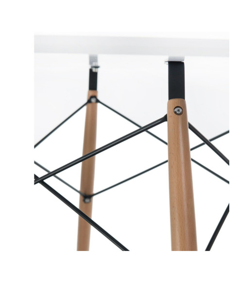 STÓŁ OKRĄGŁY BIAŁY NOGI DREWNO DTW FI 100 CM