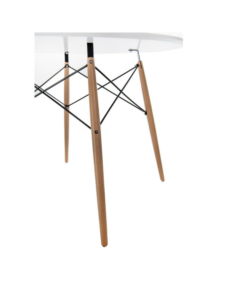 STÓŁ OKRĄGŁY BIAŁY NOGI DREWNO DTW FI 100 CM