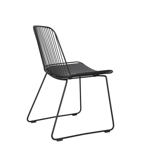 KRZESŁO METALOWE DRUCIANE LOFT Z PODUSZKĄ DILL CZARNE