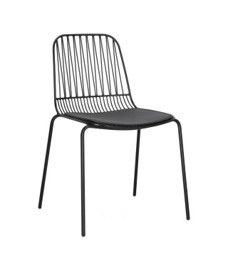 KRZESŁO METALOWE DRUCIANE LOFT Z PODUSZKĄ WILLY CZARNE