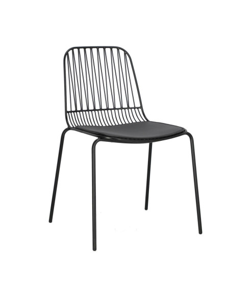 KRZESŁO METALOWE DRUCIANE LOFT Z PODUSZKĄ WILLY CZARNE