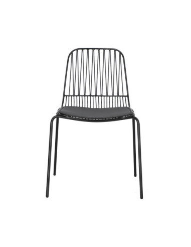 KRZESŁO METALOWE DRUCIANE LOFT Z PODUSZKĄ WILLY CZARNE