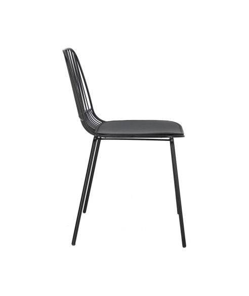 KRZESŁO METALOWE DRUCIANE LOFT Z PODUSZKĄ WILLY CZARNE