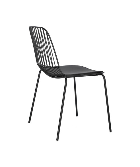 KRZESŁO METALOWE DRUCIANE LOFT Z PODUSZKĄ WILLY CZARNE