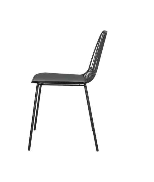 KRZESŁO METALOWE DRUCIANE LOFT Z PODUSZKĄ WILLY CZARNE