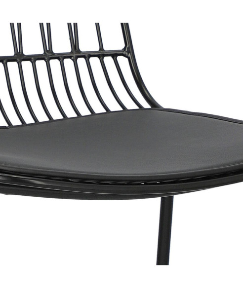 KRZESŁO METALOWE DRUCIANE LOFT Z PODUSZKĄ WILLY CZARNE