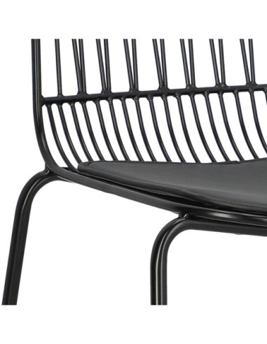 KRZESŁO METALOWE DRUCIANE LOFT Z PODUSZKĄ WILLY CZARNE