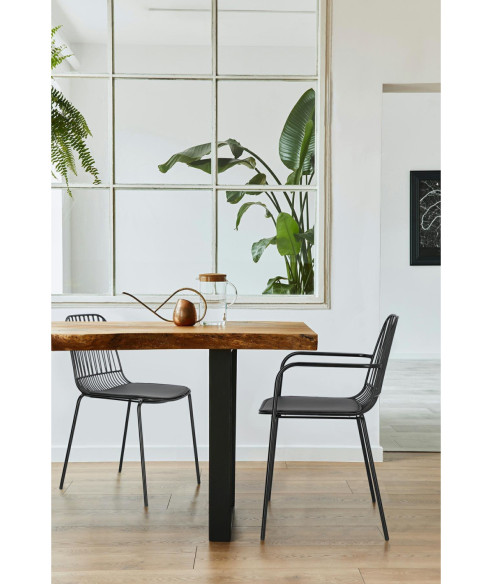 KRZESŁO METALOWE DRUCIANE LOFT Z PODUSZKĄ WILLY CZARNE