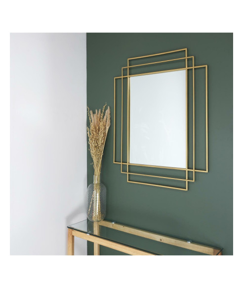 DUŻE LUSTRO ART DECO ZŁOTA RAMA 97X70 CM