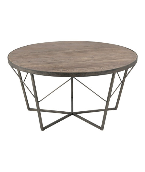 STOLIK KAWOWY W STYLU LOFT OKRĄGŁY DĄB FI 90 CM DURHAM