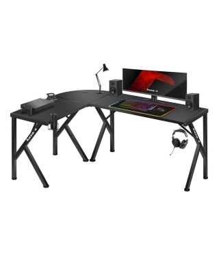 BIURKO NAROŻNE GAMINGOWE DLA GRACZA KOMPUTEROWE HERO 6.3 CZARNE