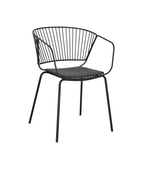 KRZESŁO METALOWE AŻUROWE Z PODUSZKĄ GOLIG LOFT CZARNY