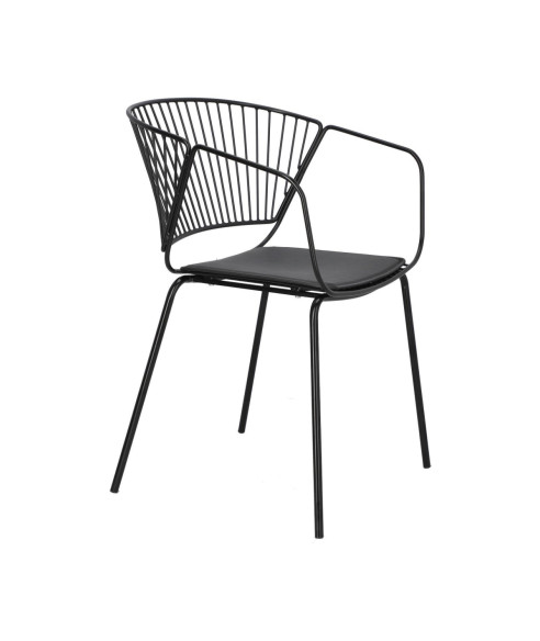 KRZESŁO METALOWE AŻUROWE Z PODUSZKĄ GOLIG LOFT CZARNY