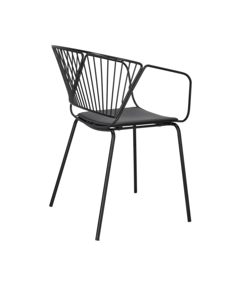 KRZESŁO METALOWE AŻUROWE Z PODUSZKĄ GOLIG LOFT CZARNY