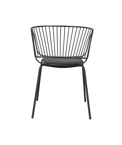 KRZESŁO METALOWE AŻUROWE Z PODUSZKĄ GOLIG LOFT CZARNY