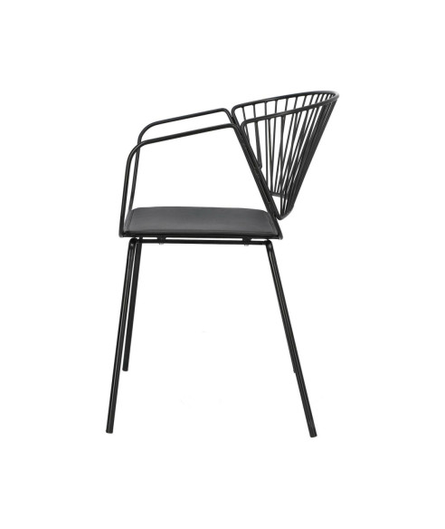 KRZESŁO METALOWE AŻUROWE Z PODUSZKĄ GOLIG LOFT CZARNY