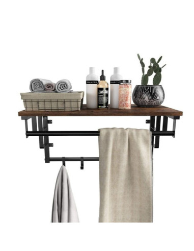 PÓŁKA WISZĄCA LOFT NA UBRANIA/ WIESZAKI/ RĘCZNIKI DĄB RUSTYKALNY