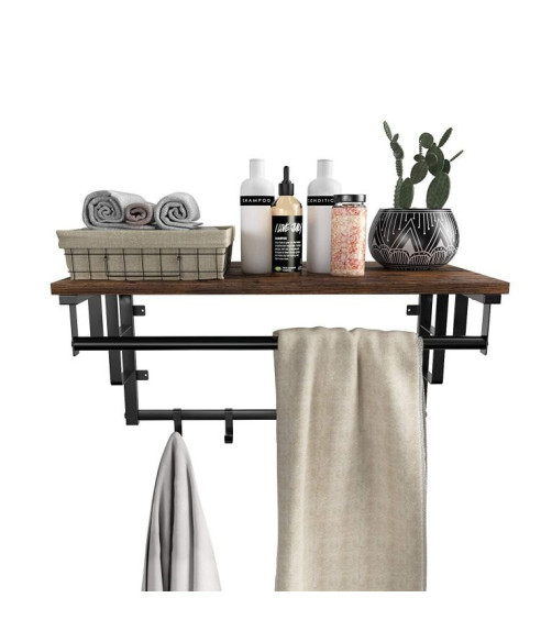 PÓŁKA WISZĄCA LOFT NA UBRANIA/ WIESZAKI/ RĘCZNIKI DĄB RUSTYKALNY