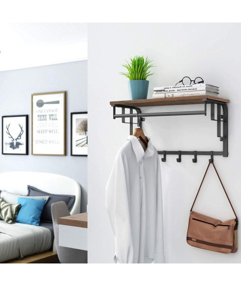 PÓŁKA WISZĄCA LOFT NA UBRANIA/ WIESZAKI/ RĘCZNIKI DĄB RUSTYKALNY