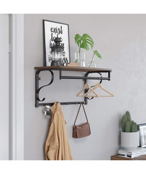 PÓŁKA WISZĄCA LOFT NA UBRANIA/ WIESZAKI/ -RĘCZNIKI BRĄZ RUSTYKALNY