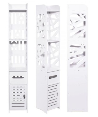 SZAFKA ŁAZIENKOWA REGAŁ SŁUPEK PÓŁOTWARTY 5 PÓŁEK BIEL 2