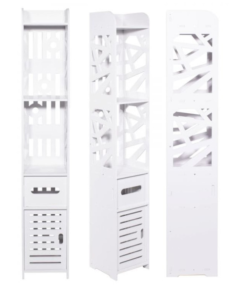 SZAFKA ŁAZIENKOWA REGAŁ SŁUPEK PÓŁOTWARTY 5 PÓŁEK BIEL