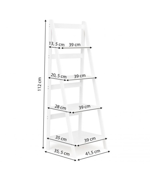 REGAŁ OTWARTY DRABINKOWY 4 PÓŁKI BIAŁY