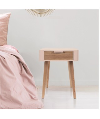 SZAFKA NOCNA SKANDYNAWSKA PADANO RÓŻOWA DREWNO 2