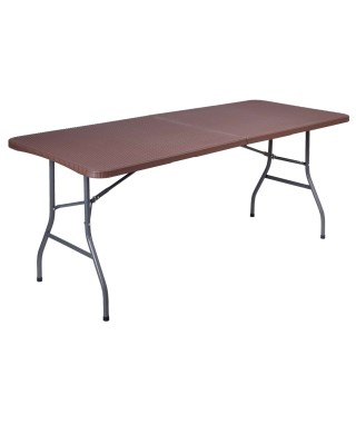 ZESTAW MEBLI CATERINGOWYCH OGRODOWYCH RATTAN BRĄZ (STÓŁ +2 ŁAWY) 2