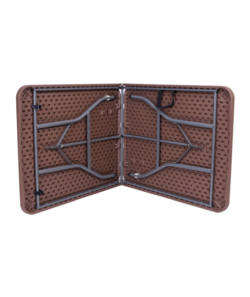 ZESTAW MEBLI CATERINGOWYCH OGRODOWYCH RATTAN BRĄZ (STÓŁ +2 ŁAWY)