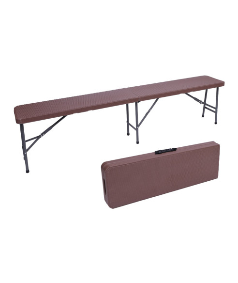 ZESTAW MEBLI CATERINGOWYCH OGRODOWYCH RATTAN BRĄZ (STÓŁ +2 ŁAWY)