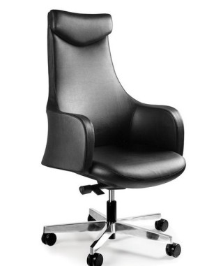 FOTEL BIUROWY PRESTIGE BLOSSOM HL CZARNY SKÓRA NATURALNA