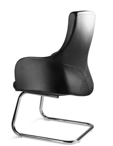 FOTEL BIUROWY PRESTIGE BLOSSOM SKID CZARNY EKO-SKÓRA