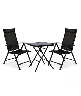 ZESTAW MEBLI OGRODOWYCH BALKONOWYCH STOLIK + 2 KRZESŁA SKŁADANE GH2