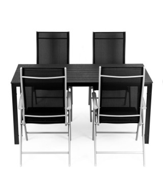 ZESTAW MEBLI OGRODOWYCH STÓŁ Z KRZESŁAMI 4 SZT CZARNY GARDENIIA 4 ALU 2