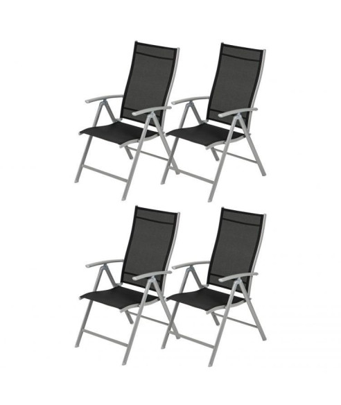 ZESTAW KRZESEŁ OGRODOWYCH SKŁADANYCH CZARNE/METAL 4 SZTUKI