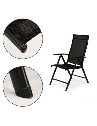 ZESTAW KRZESEŁ OGRODOWYCH SKŁADANYCH CZARNE 4 SZTUKI