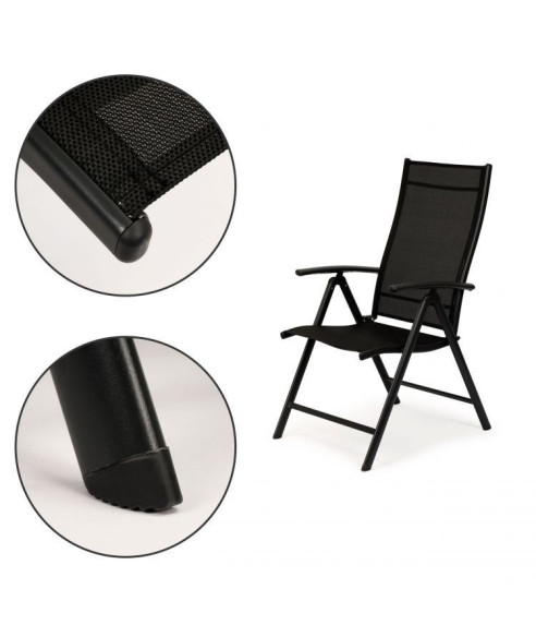ZESTAW KRZESEŁ OGRODOWYCH SKŁADANYCH CZARNE 4 SZTUKI