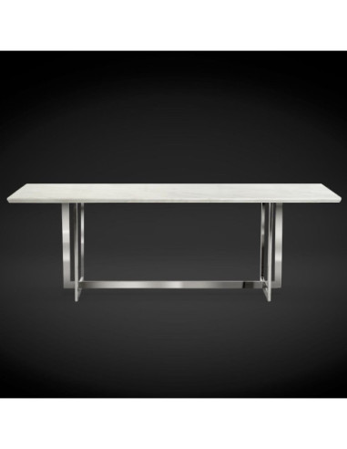 STÓŁ GLAMOUR BIAŁY MARMUR SREBRO MARBLE MAŁY 180X90 CM