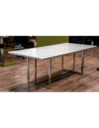 STÓŁ GLAMOUR BIAŁY MARMUR SREBRO MARBLE MAŁY 180X90 CM