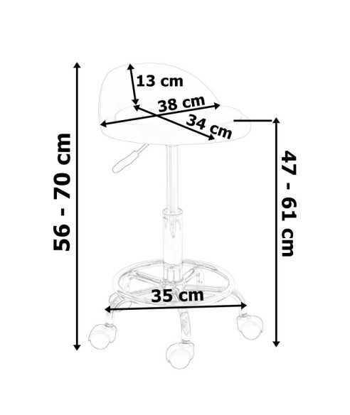 HOKER TABORET FRYZJERSKI LOMO  (BIAŁY, SZARY, CZARNY)