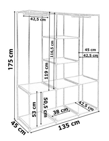 SZAFA TEKSTYLNA SONIA 8 PÓŁEK (WYBIERZ WZÓR/KOLOR)