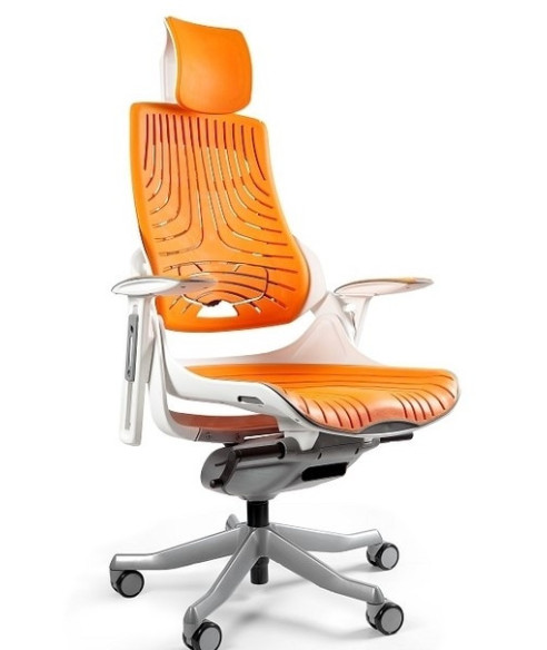 FOTEL BIUROWY PRESTIGE WAU ELASTOMER (POMARAŃCZOWY, JASNO-SZARY)