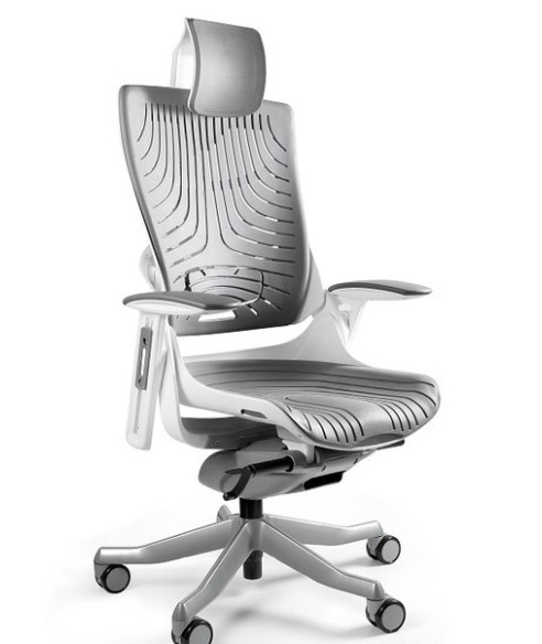 FOTEL BIUROWY PRESTIGE WAU 2 ELASTOMER (POMARAŃCZOWY, JASNO-SZARY)