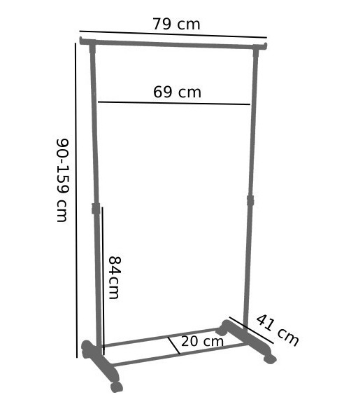 WIESZAK STOJĄCY GARDEROBA NA KÓŁKACH IDA (BIAŁY, CZARNY)