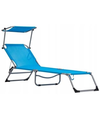 LEŻAK OGRODOWY TURYSTYCZNY Z DASZKIEM LAY (NIEBIESKI, CZARNY) 2