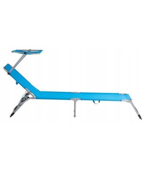 LEŻAK OGRODOWY TURYSTYCZNY Z DASZKIEM LAY (NIEBIESKI, CZARNY)