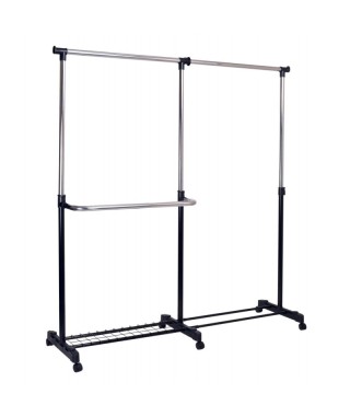 WIESZAK STOJĄCY GARDEROBA NA KÓŁKACH RUFO (SZARY, CZARNY) 2